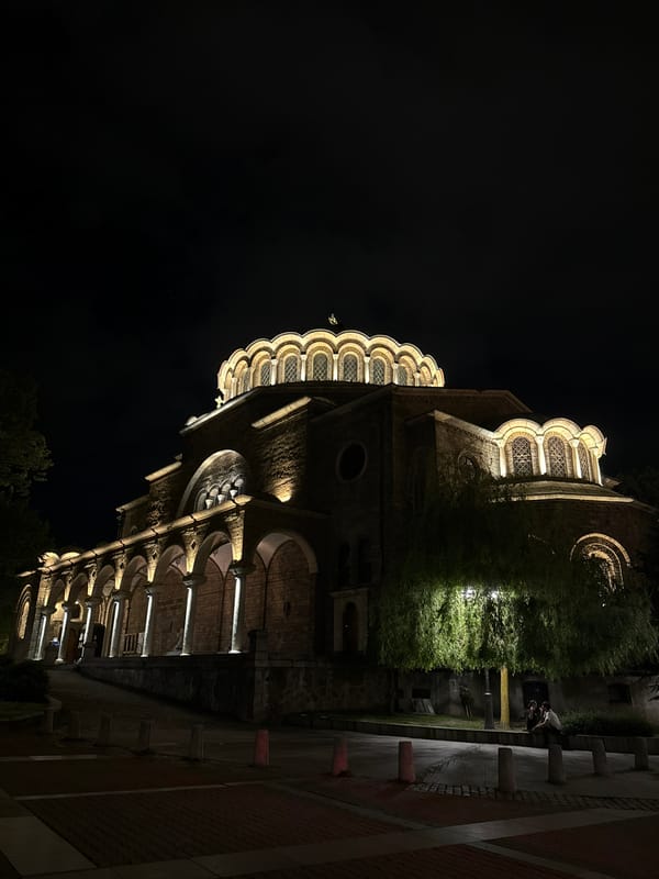 Sofia evening scenes captured from cathedral to streets