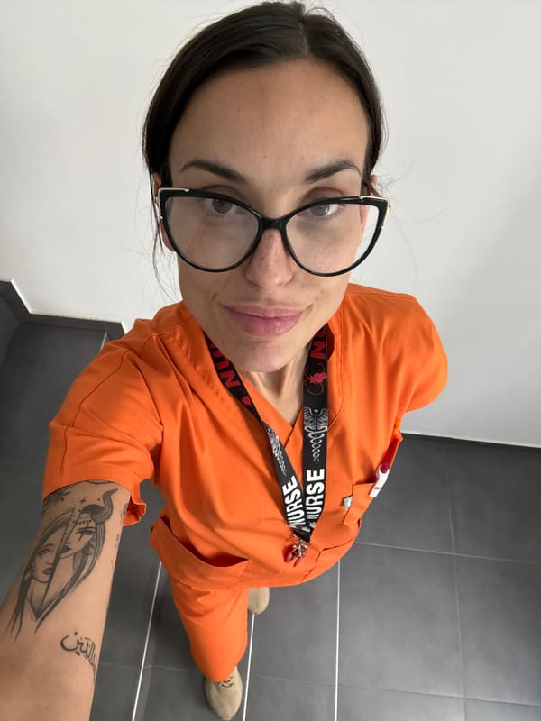Nurse takes selfie at medical facility in Pleven