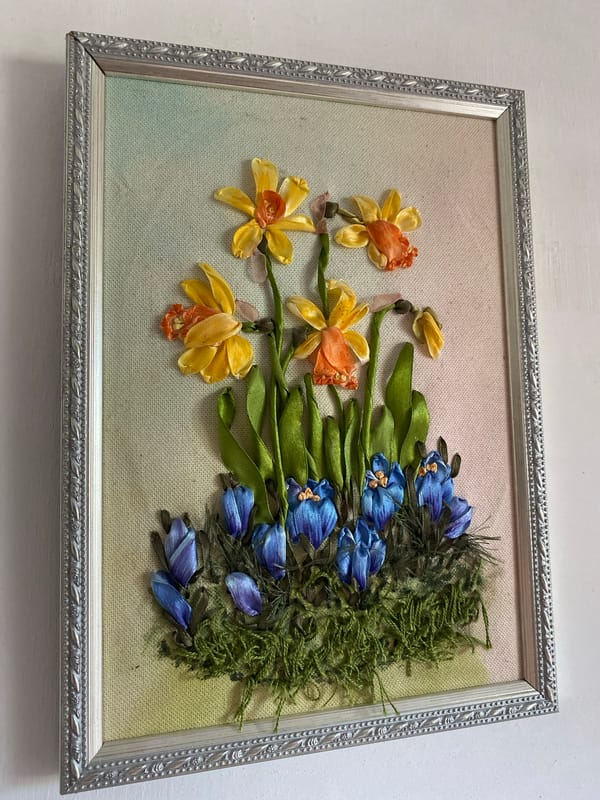 Handcrafted objects and florals arranged in Zelenodolsk still-lifes