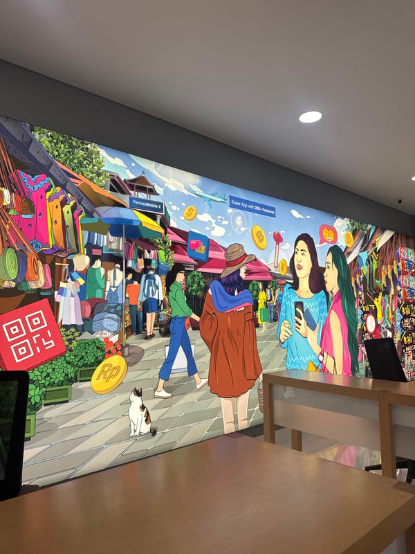 Morning moments captured across Denpasar: mural, workspace, footwear, streetscape