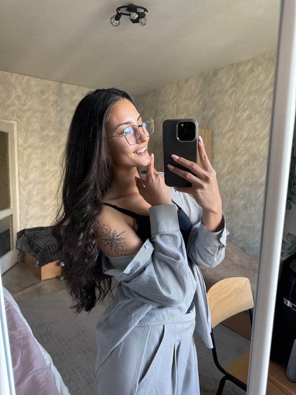 Woman takes selfies indoors in Sofia