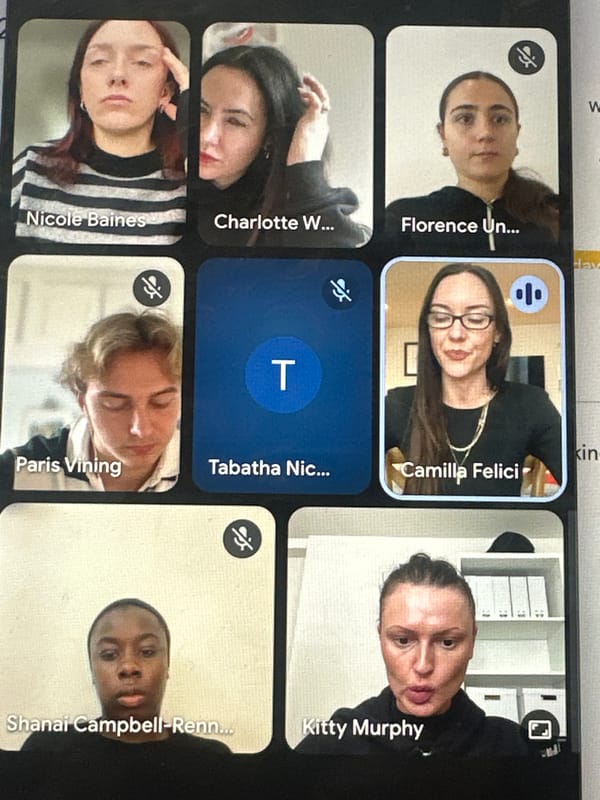 Nine-person video call screenshot captured in Tunbridge Wells