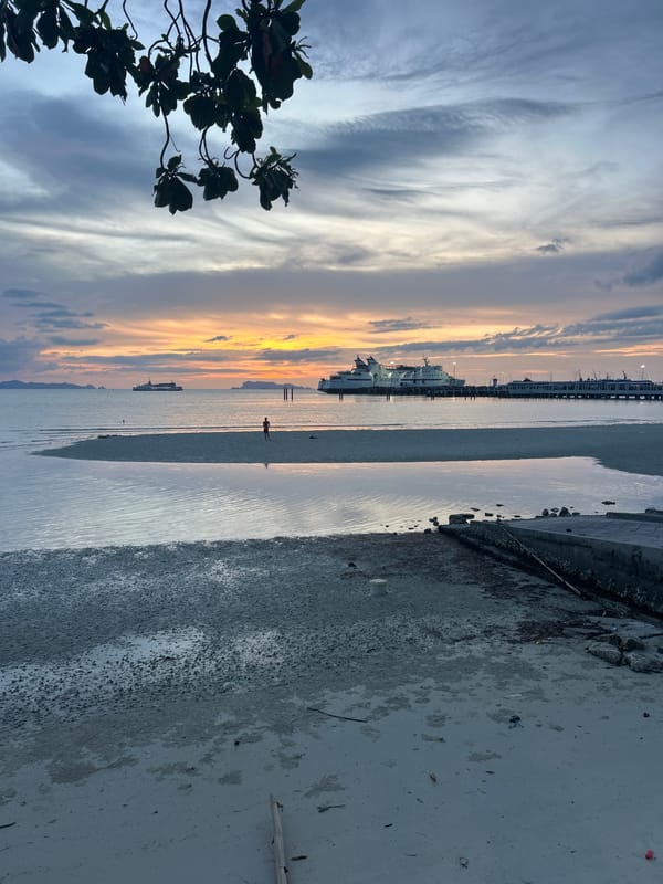Sunset on a Ko Samui beach, dog included