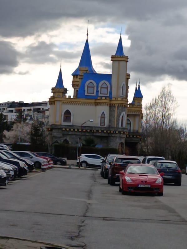 Castle-themed building photographed near Sofia university campus