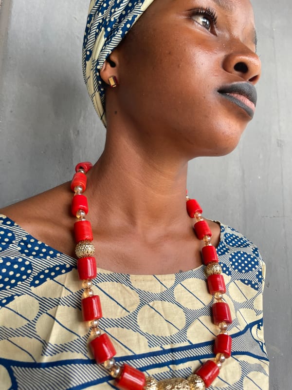 Woman in traditional dress photographed in Badagry, Nigeria