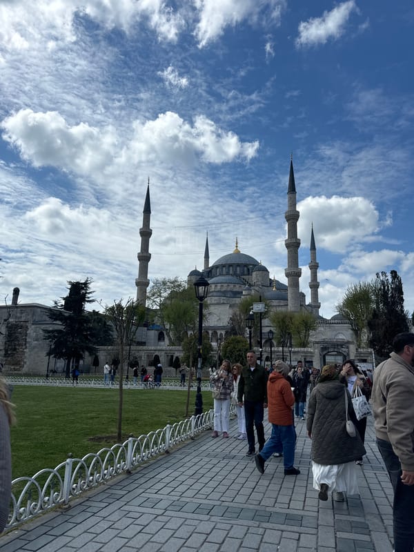 Morning scenes captured around Istanbul's Blue Mosque and cafes
