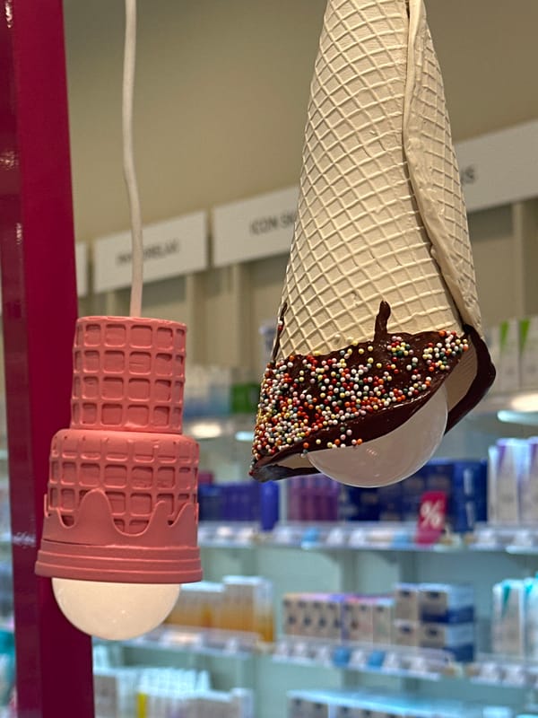 Novelty ice cream cone lamps spotted in Stavropol shop