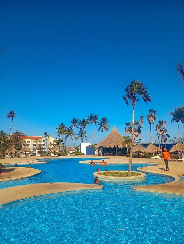 Resort pool scenes captured in Playa El Agua, Venezuela