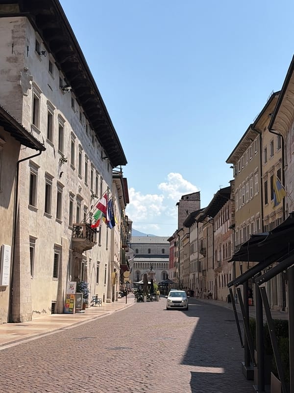 Trento's historic center on a summer afternoon