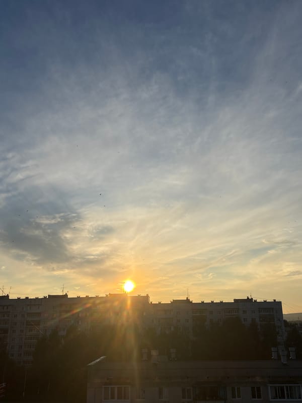 Lazy summer evening at home in Chaikovsky, cat included