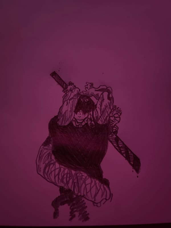 Hand-drawn artwork featuring sword-wielding figures documented in Zlatograd