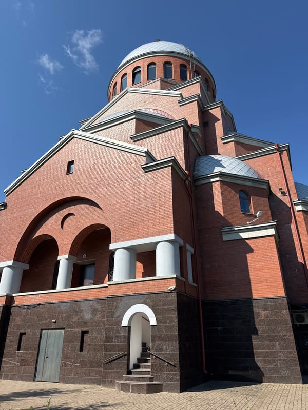 Summer afternoon at a Saint Petersburg Orthodox church garden