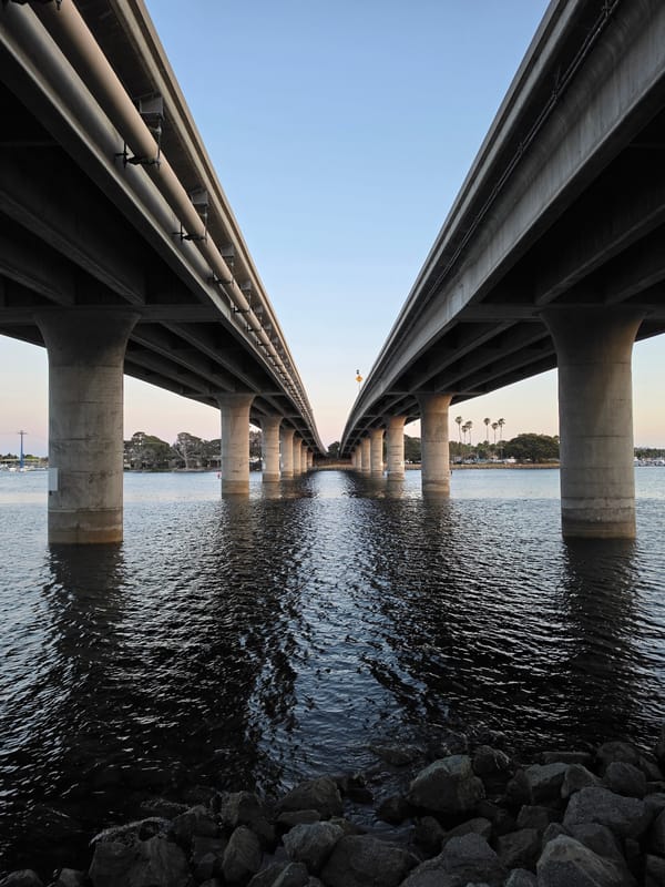 Early morning fishing activity near San Diego bridge