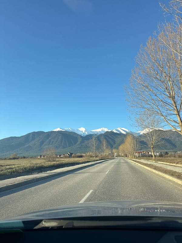 Mountain road scene captured in Razlog, Bulgaria