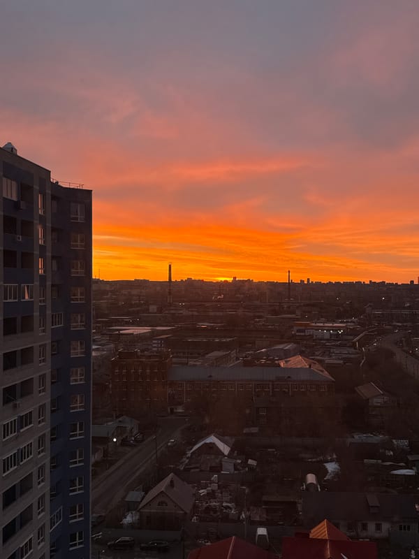 Sunset observed over Izhevsk, Russia early morning hours