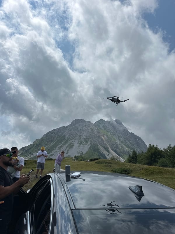 Drone flight in progress over Montenegro's mountain terrain