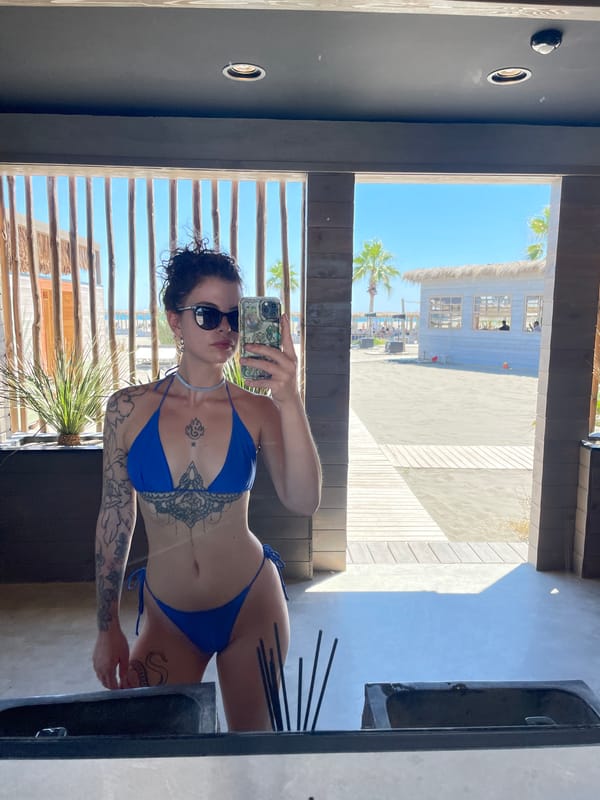 Mirror selfies and a grounded helicopter at a Montenegro beach