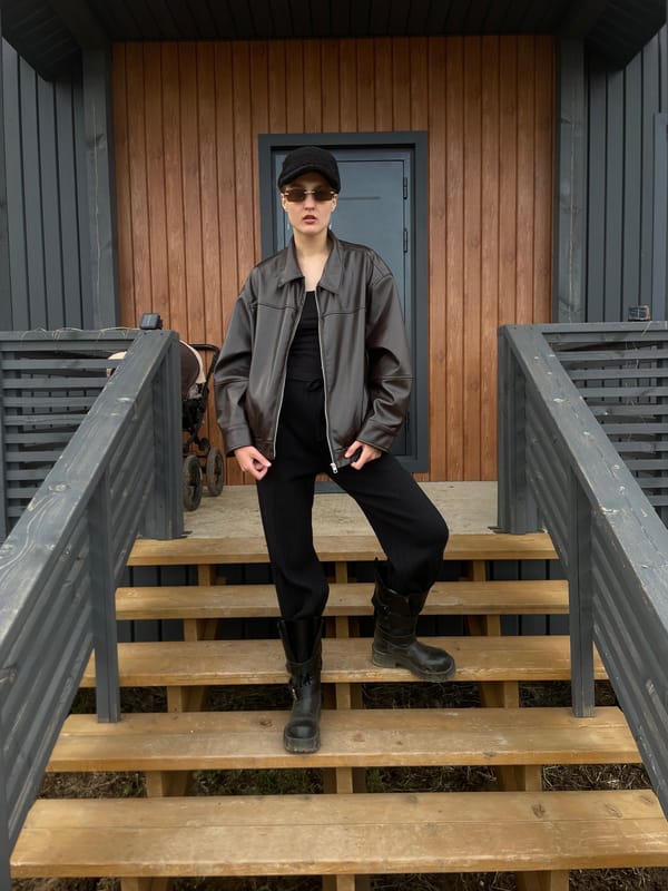 Young person documented in fashionable outfit around Подшивалово, Russia