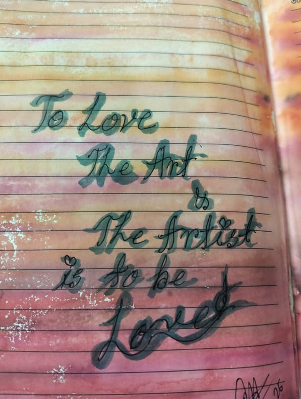 Artistic journal quote documented in watercolor notebook in Dhaka