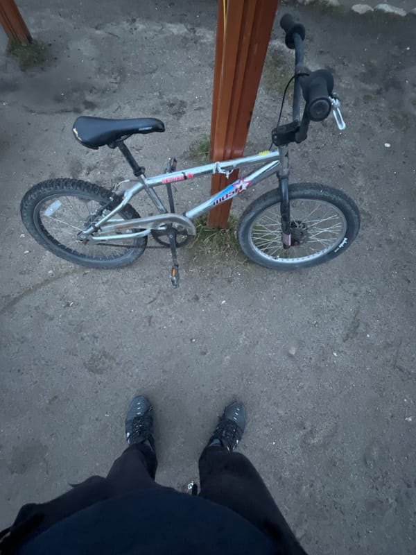 Bicycle parked at outdoor fitness area in Koprivshtitsa