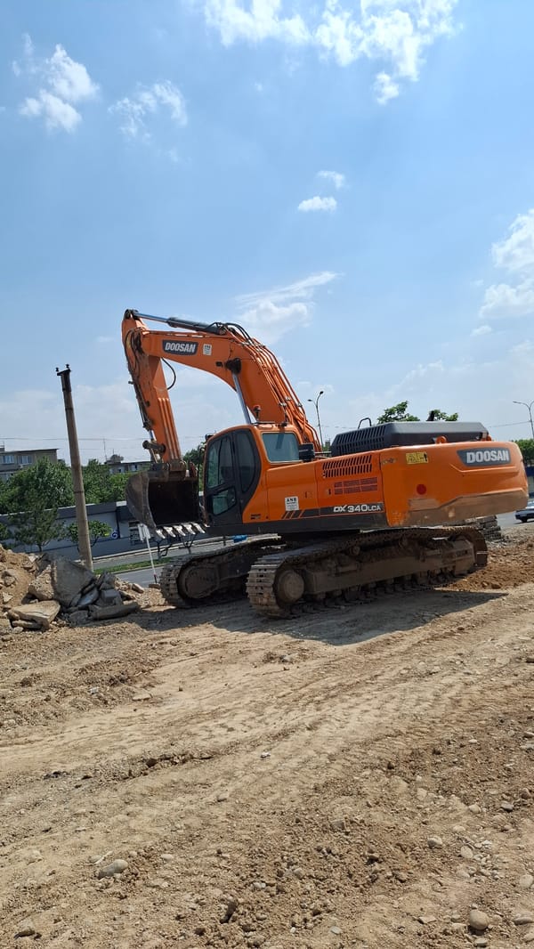 Construction site and public art in Shymkent, Kazakhstan
