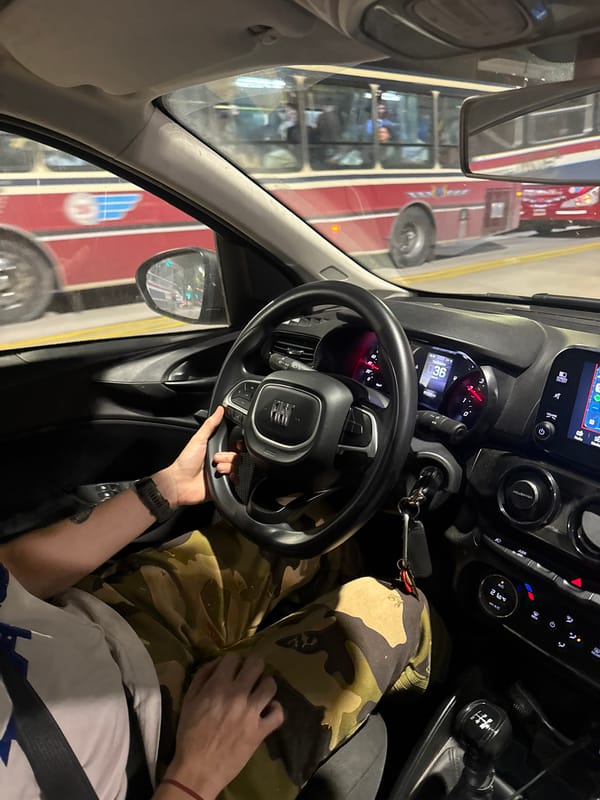 Driver travels through quiet Buenos Aires streets Friday night