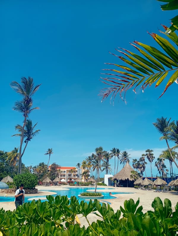 Resort pool scene documented at Playa El Agua, Venezuela