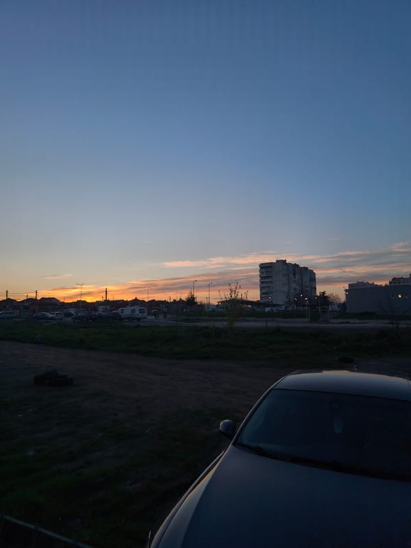 Sunset captures urban skyline in Burgas, Bulgaria