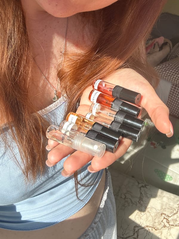 Morning routine documented: coffee, perfume samples in Nizhny Novgorod