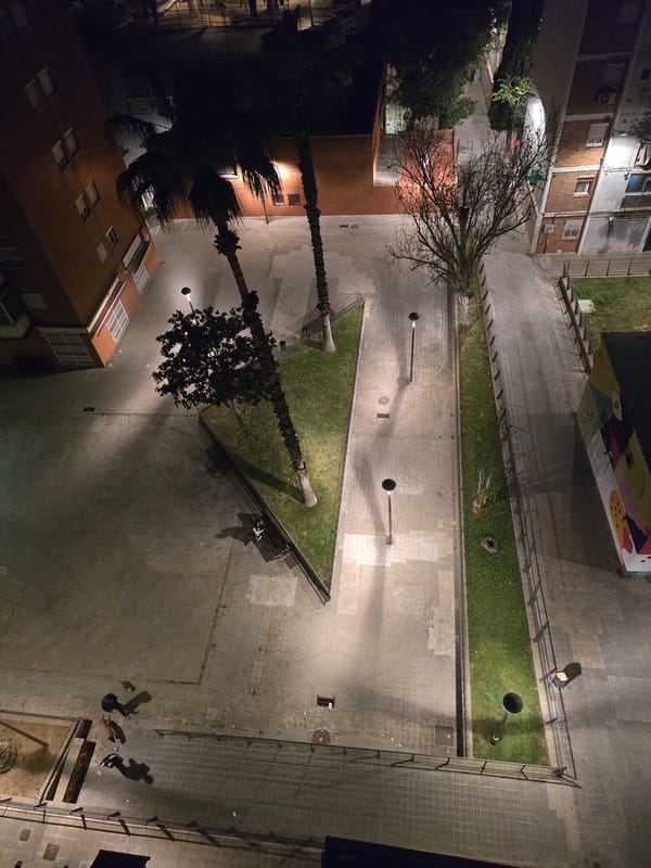 Evening documentation of urban life in Cornellà de Llobregat