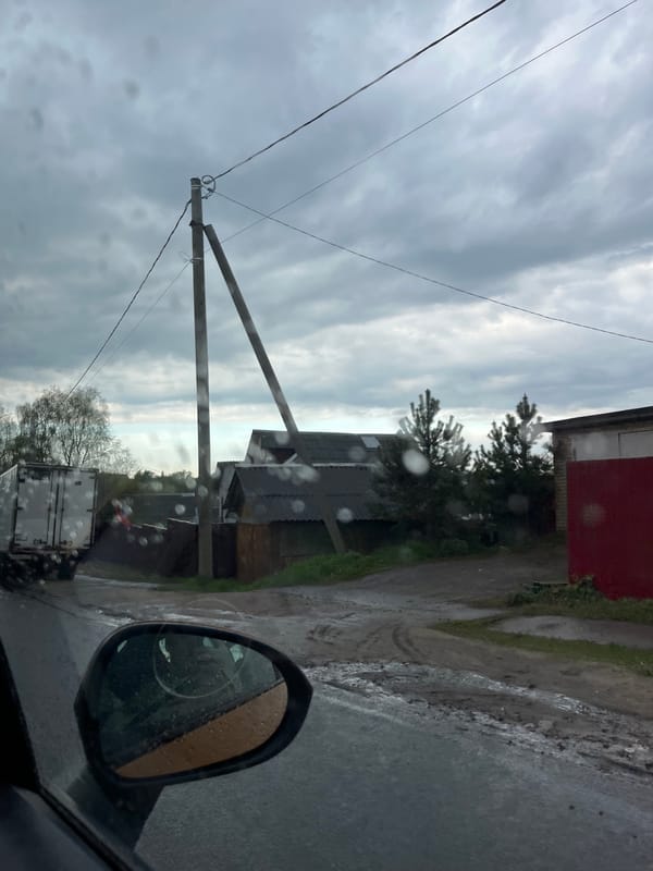 Morning car journey documented across rural Russian villages