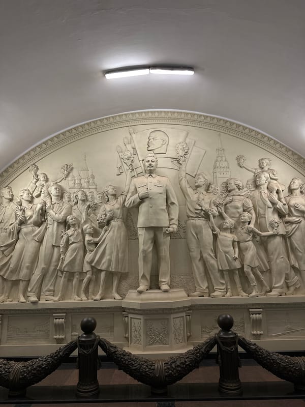 Political leader bas-relief sculpture spotted in Moscow metro station