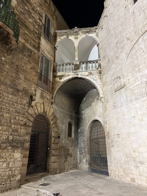 Nighttime stroll through Bitonto's medieval historic center