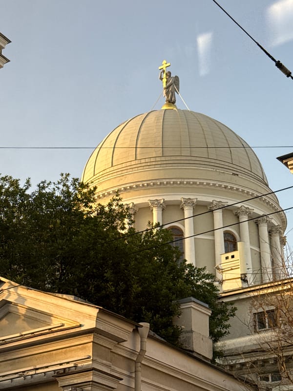 Evening drift through Saint Petersburg past golden domes