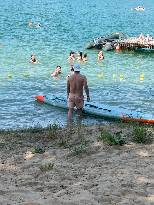 Summer afternoon at a Vilnius lakeside beach