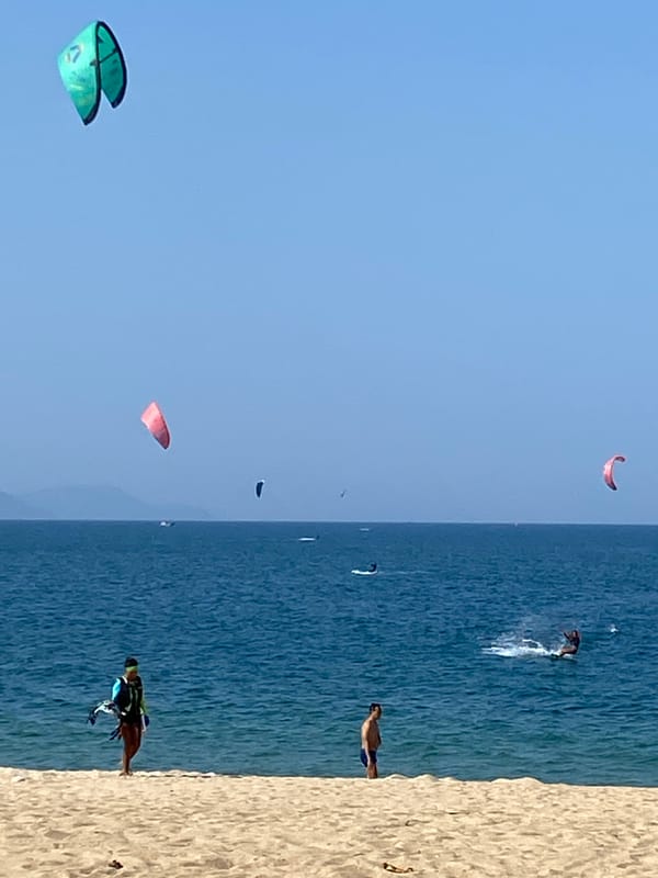 Kitesurfing morning session on Nha Trang's sunny beachfront
