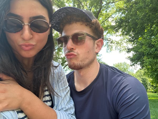 Two people take selfie in New York park