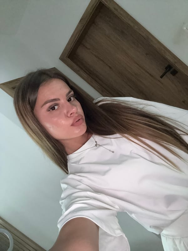 Selfie session in Plovdiv, white outfits, indoor setting
