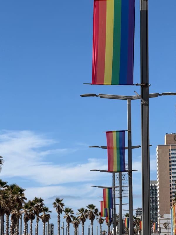 Rainbow flags displayed across Tel Aviv streets