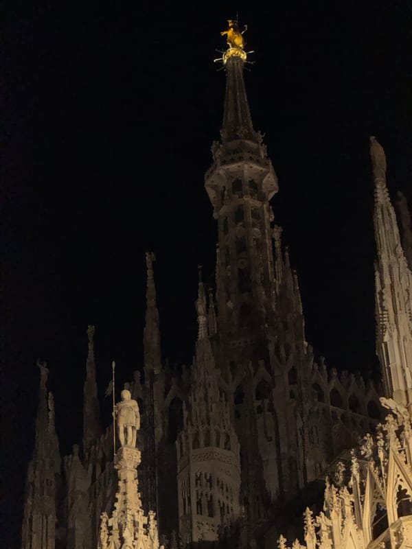 Milan's historic center after dark, from Duomo to Galleria