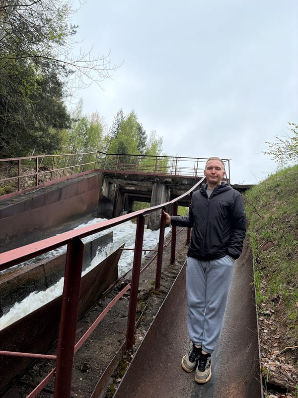 Man visits water control facility near Chernushka, Russia