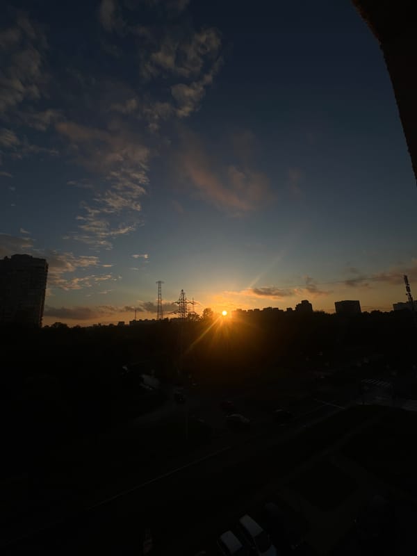 Golden hour over Saint Petersburg's residential skyline