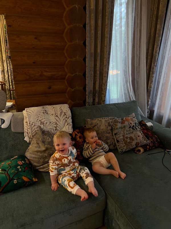 Two infants observed on couch in Tomilino home