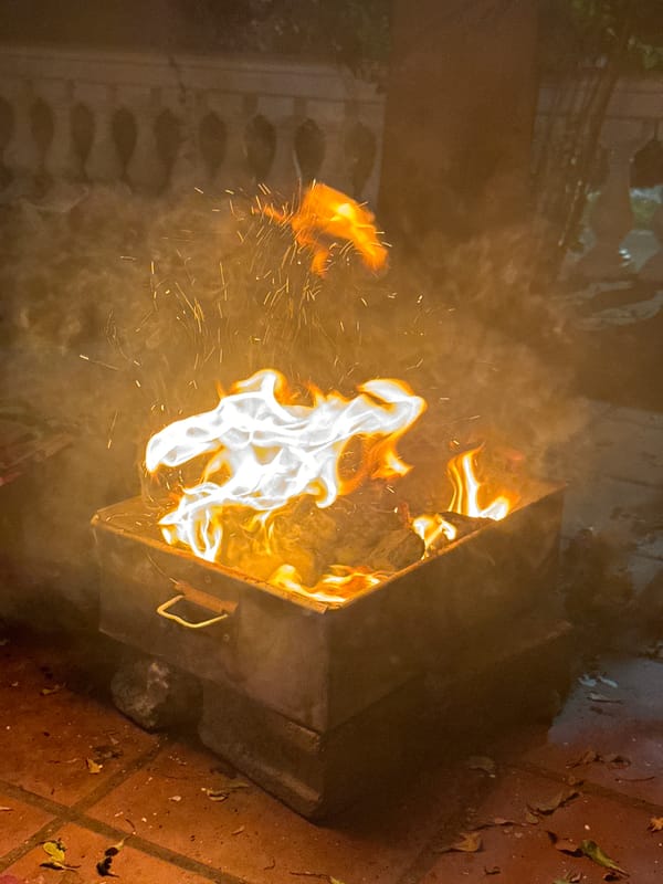 Evening fire pit session in Mũi Né, Vietnam