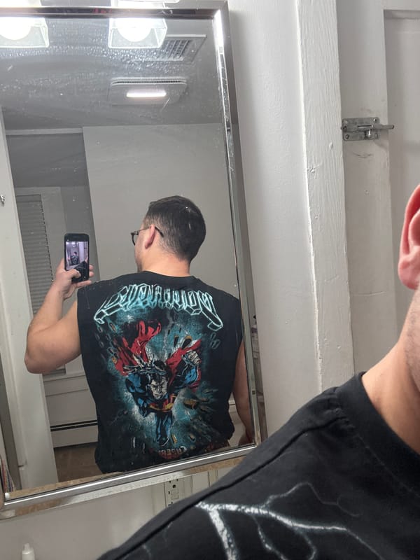 Man takes flexing mirror selfies in Provincetown bathroom