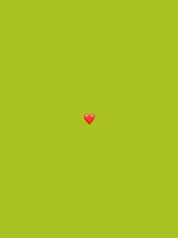 Red heart emoji observed on chartreuse background in Erba