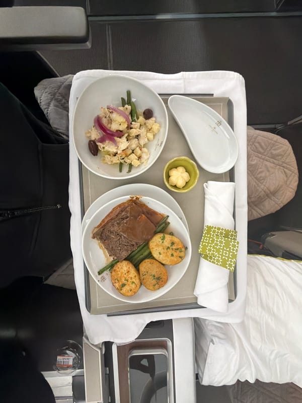 Passengers document in-flight meal service, snacks during Mississauga flight