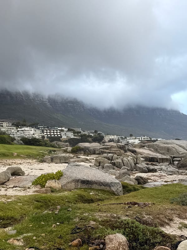 Cape Town coastline observed under cloudy skies Sunday afternoon