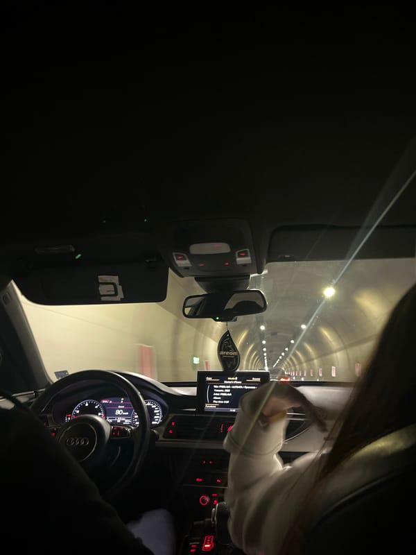 Driver travels through tunnel in Blagoevgrad, Bulgaria