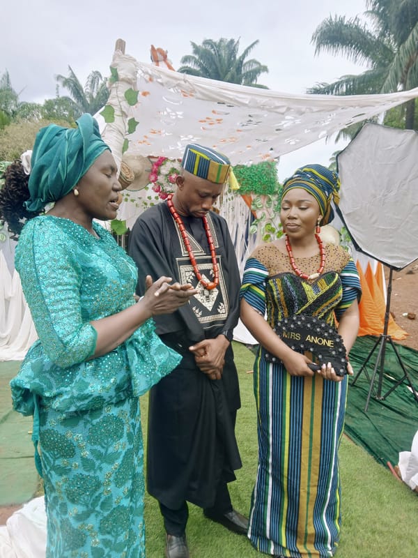Wedding celebration with traditional attire in Nigerian villages